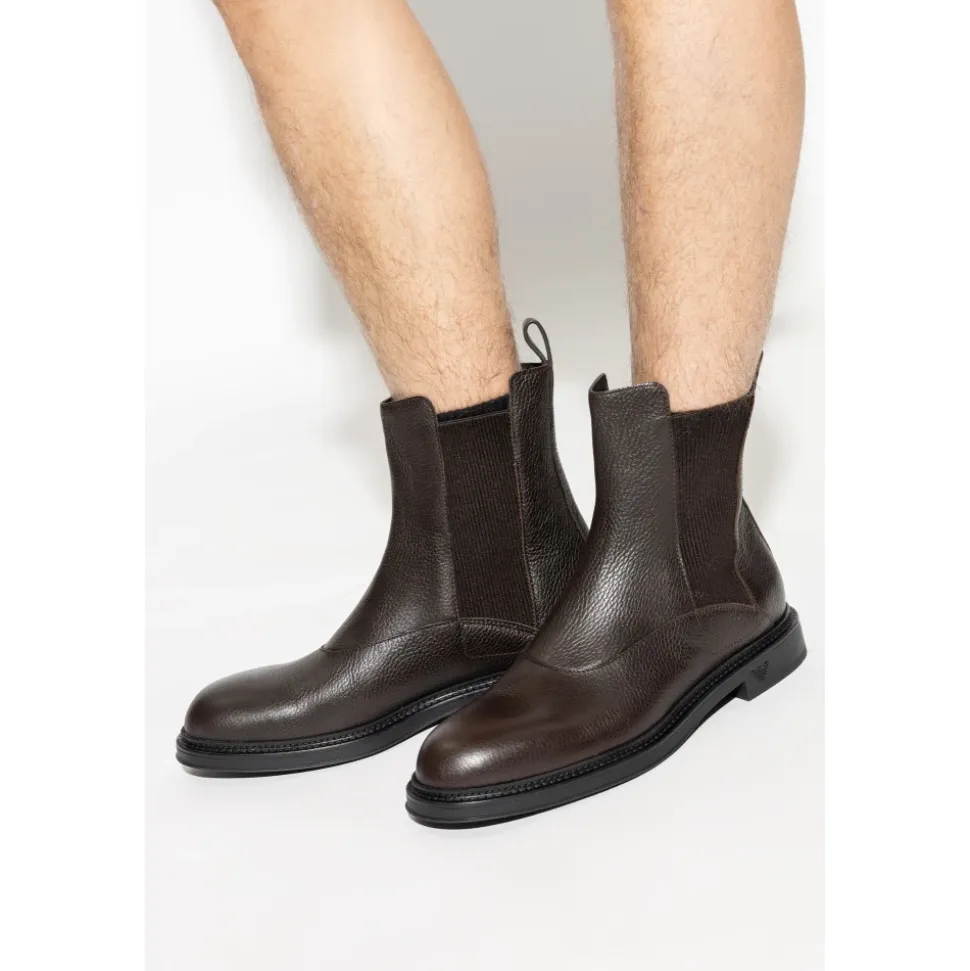 Grained Leather Chelsea Boots
