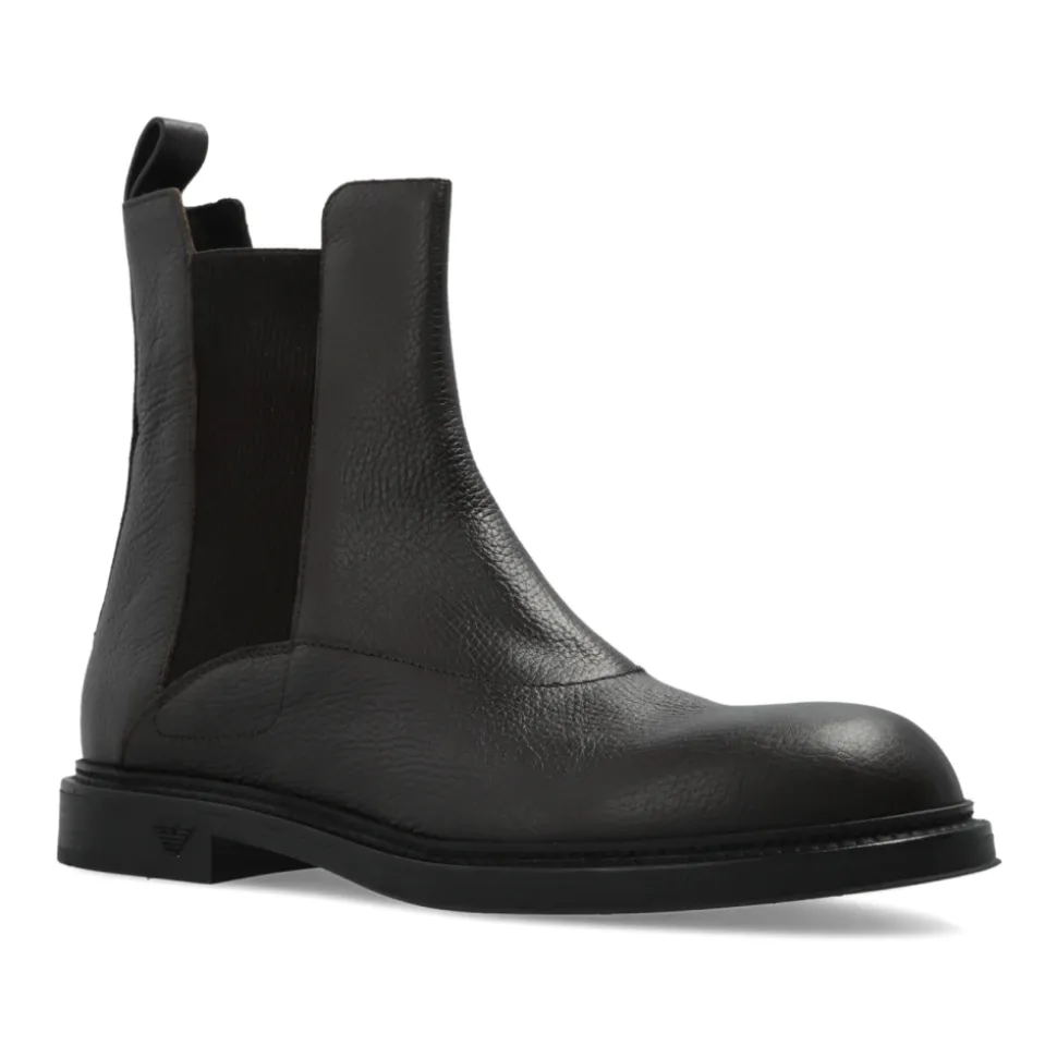 Grained Leather Chelsea Boots