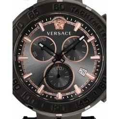 Greca Chrono Svart Lær Chronograph Klokke