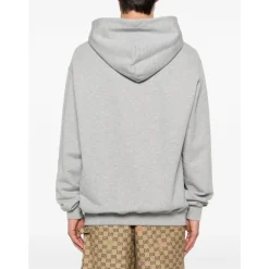 Grå Logo Bomull Hettegenser Sweater