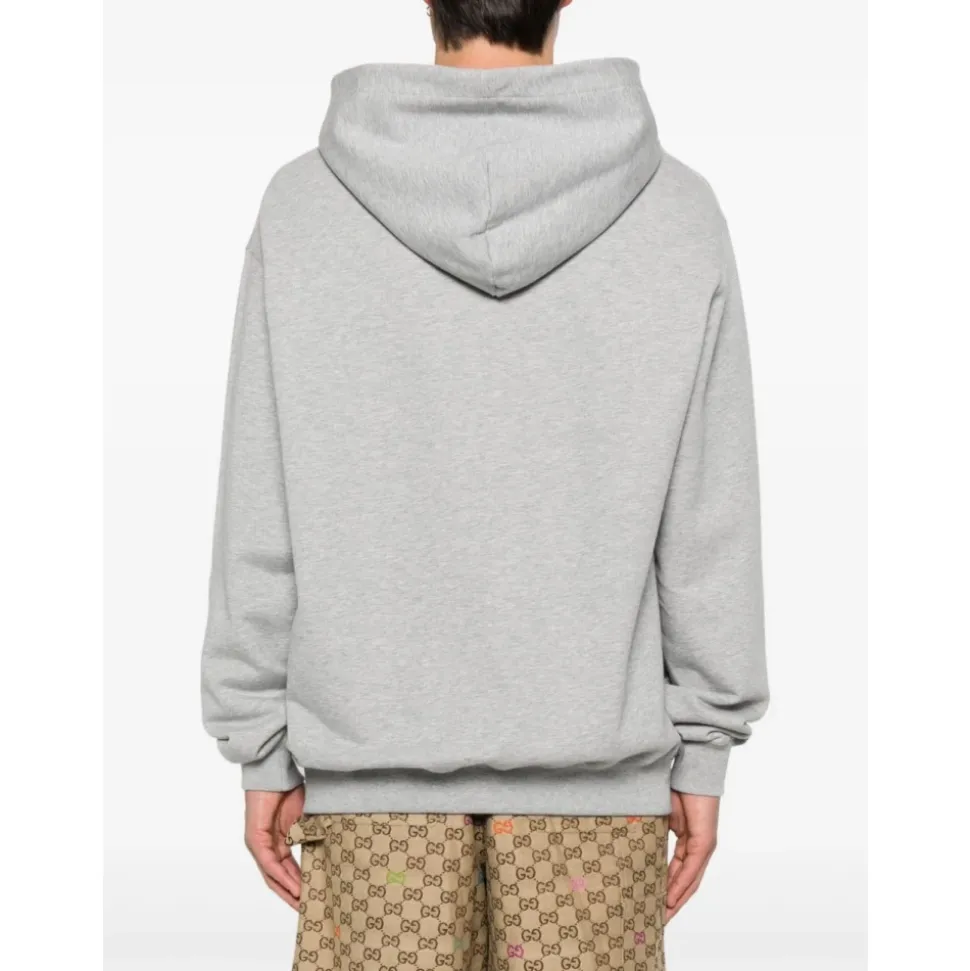 Grå Logo Bomull Hettegenser Sweater