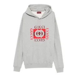 Grå Logo Bomull Hettegenser Sweater