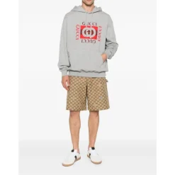 Grå Logo Bomull Hettegenser Sweater