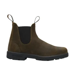 Grønne Chelseastøvler i Semsket Skinn