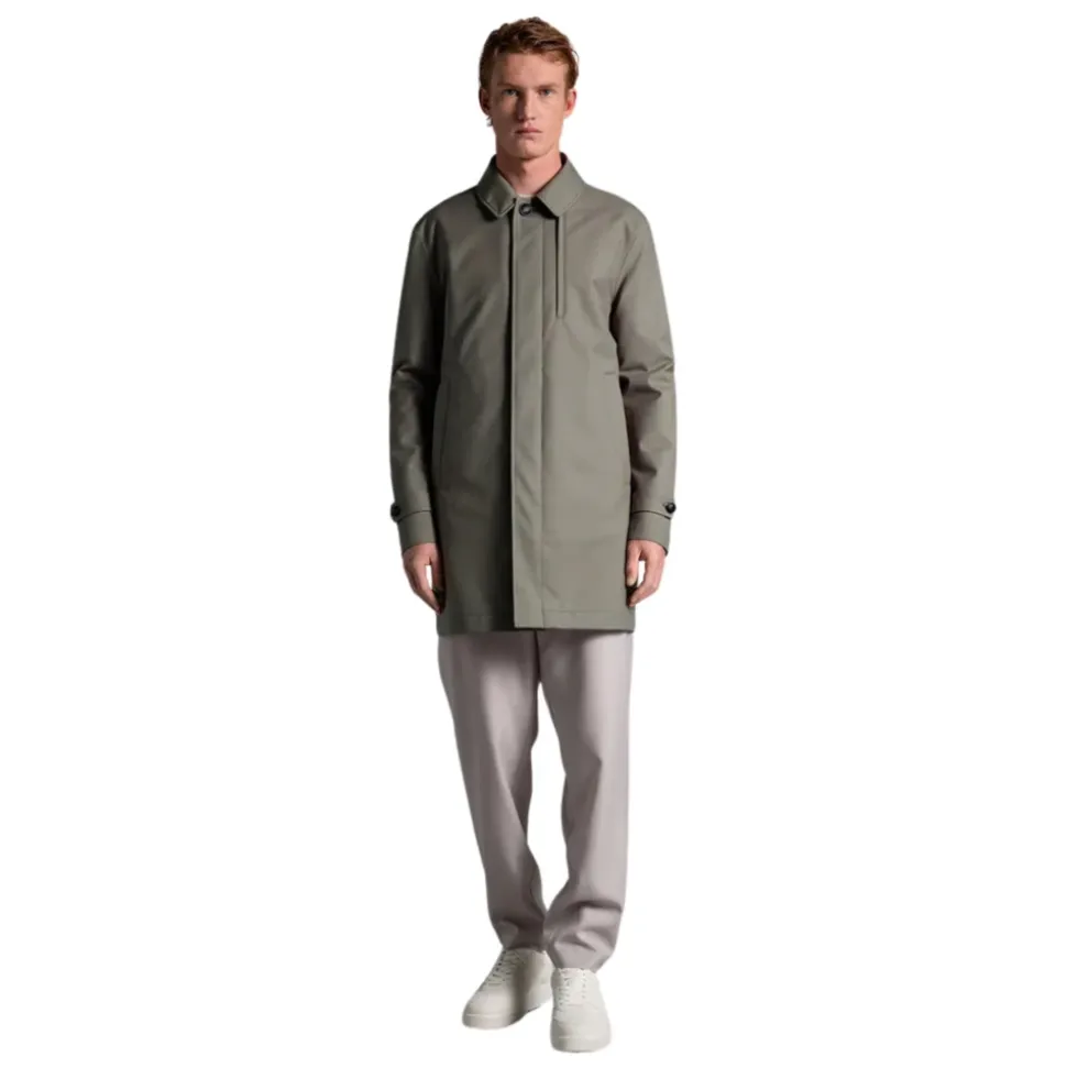 Grønn ullfrakk 3-lags stoff