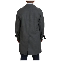 Grå Rutete Trenchcoat, Elegant Stil