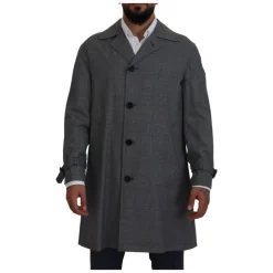 Grå Rutete Trenchcoat, Elegant Stil