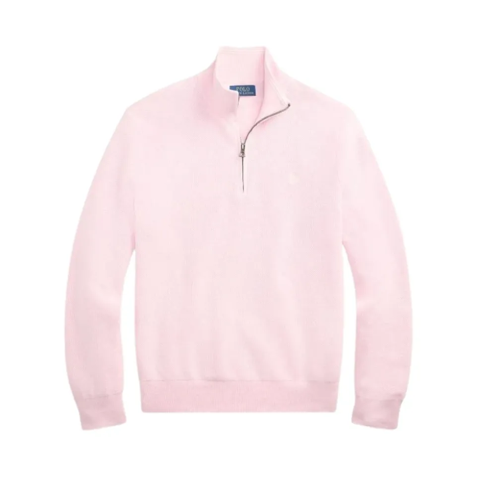 Halfzip Pearl Knit Cotton Sweater