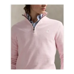 Halfzip Pearl Knit Cotton Sweater