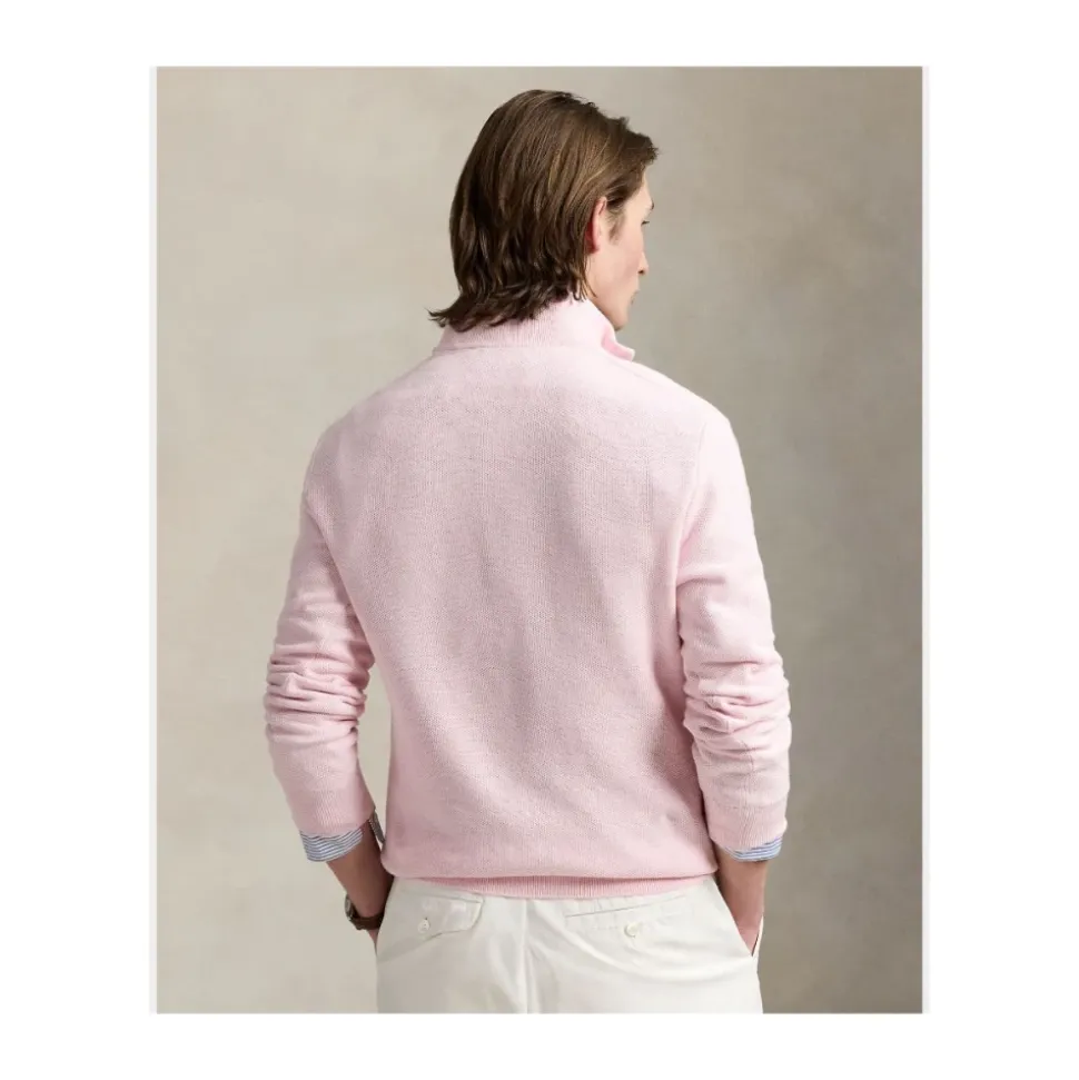 Halfzip Pearl Knit Cotton Sweater