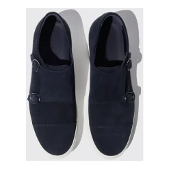 Håndlagde Blå Semskede Monkstrap Sneakers