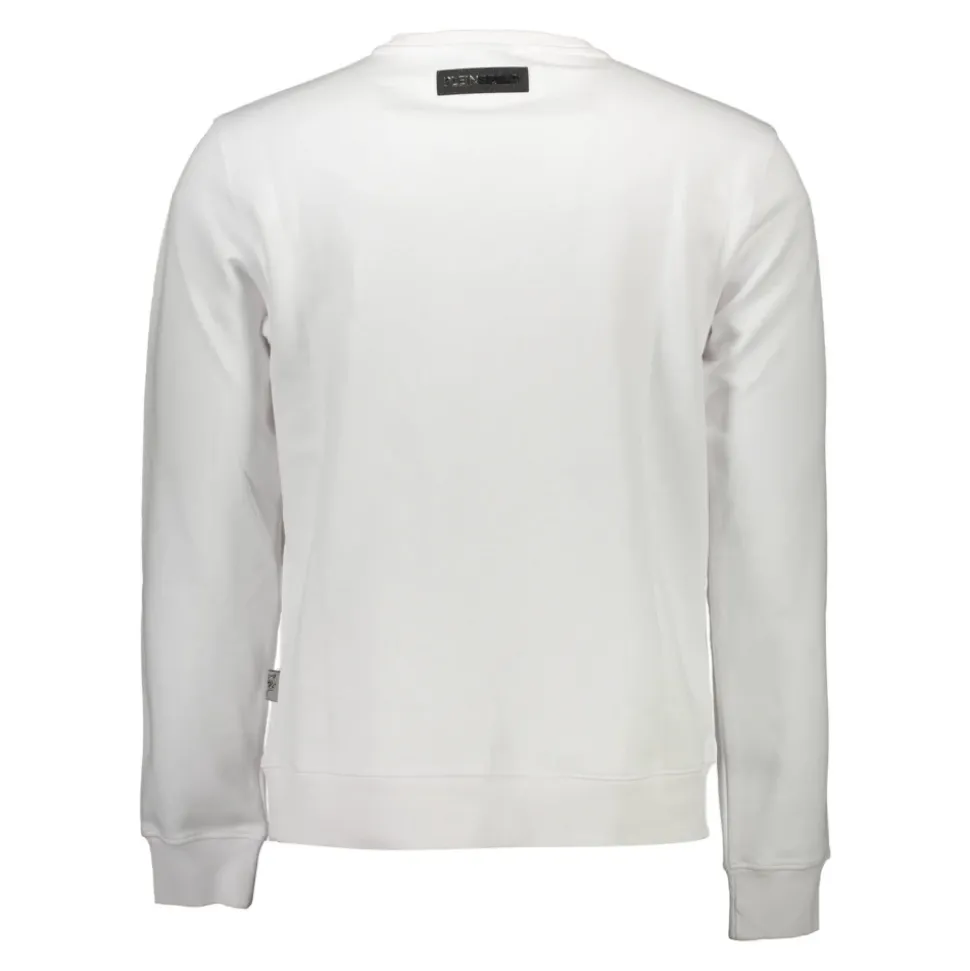Hvit Bomullsgenser med Kontrastdetaljer