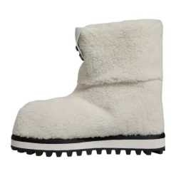 Hvite Shearling Mid Calf Støvler