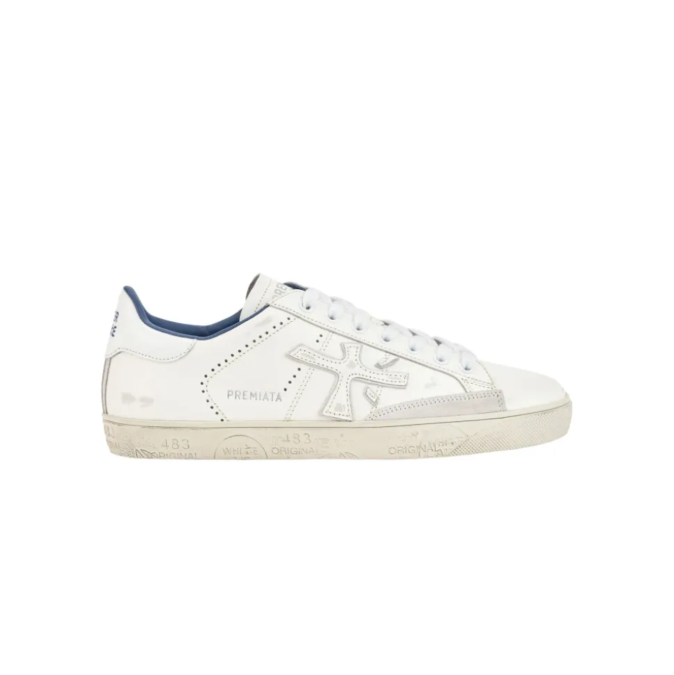 Hvite Sneakers med Blå Detaljer