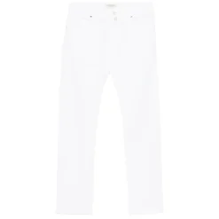 Hvit Fem Lommer Knappelukking Jeans