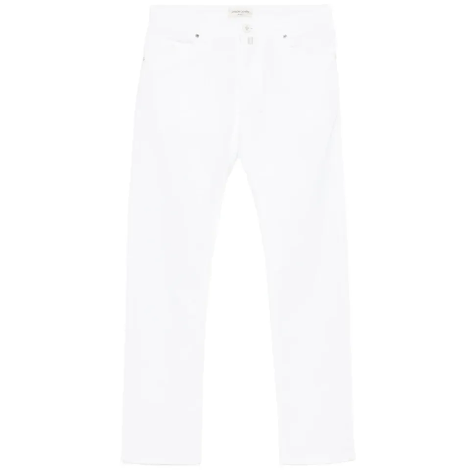 Hvit Fem Lommer Knappelukking Jeans