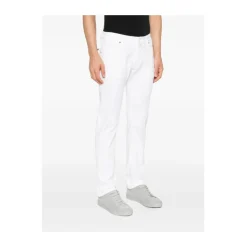 Hvit Fem Lommer Knappelukking Jeans