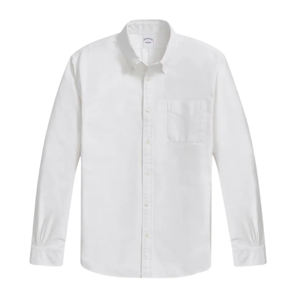 Hvit Oxford-skjorte med polokrage, regular fit