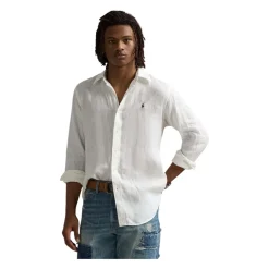 Hvit Slim Fit Lin Skjorte