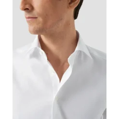 Hvit teksturert twill slim fit skjorte