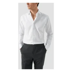 Hvit teksturert twill slim fit skjorte