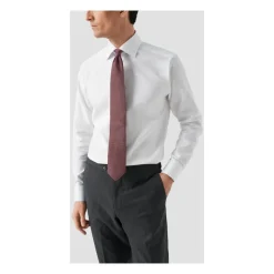 Hvit teksturert twill slim fit skjorte