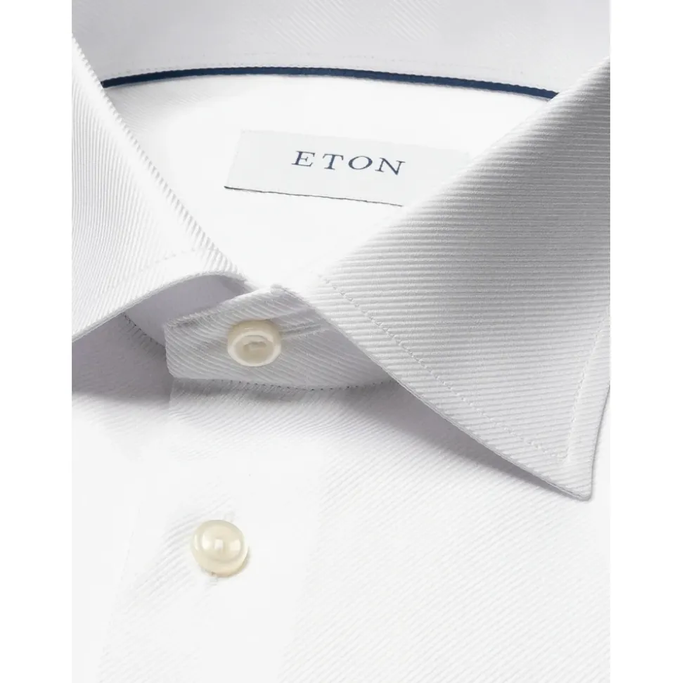 Hvit teksturert twill slim fit skjorte