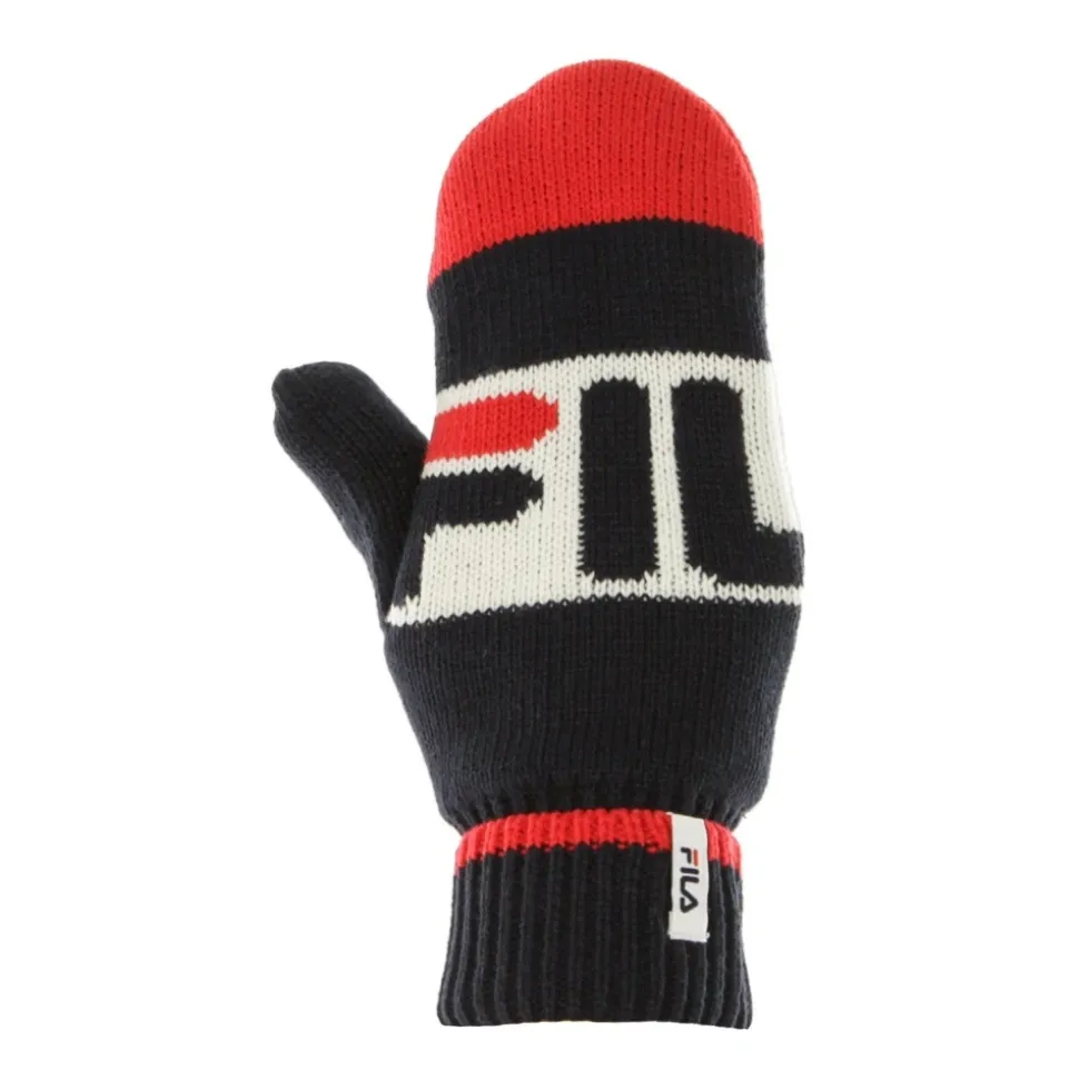 Intarsia Strikket Herrehansker Svart/Rød/Hvit