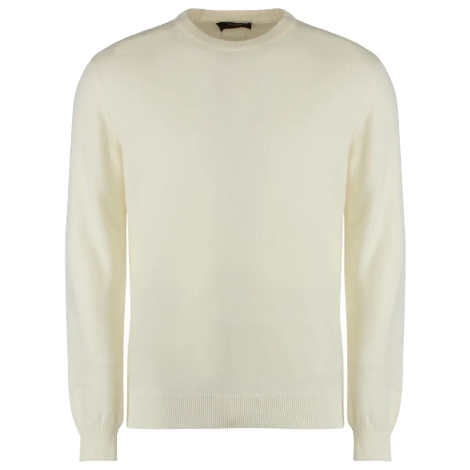 Kasjmir Crew-neck Genser med Ribbestrikkede Kanter