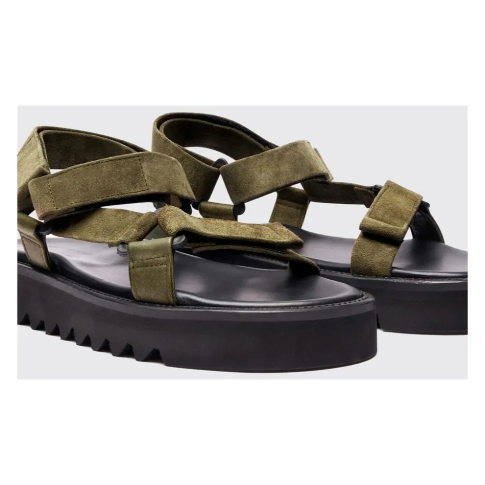 Khaki Suede Leather Sandals