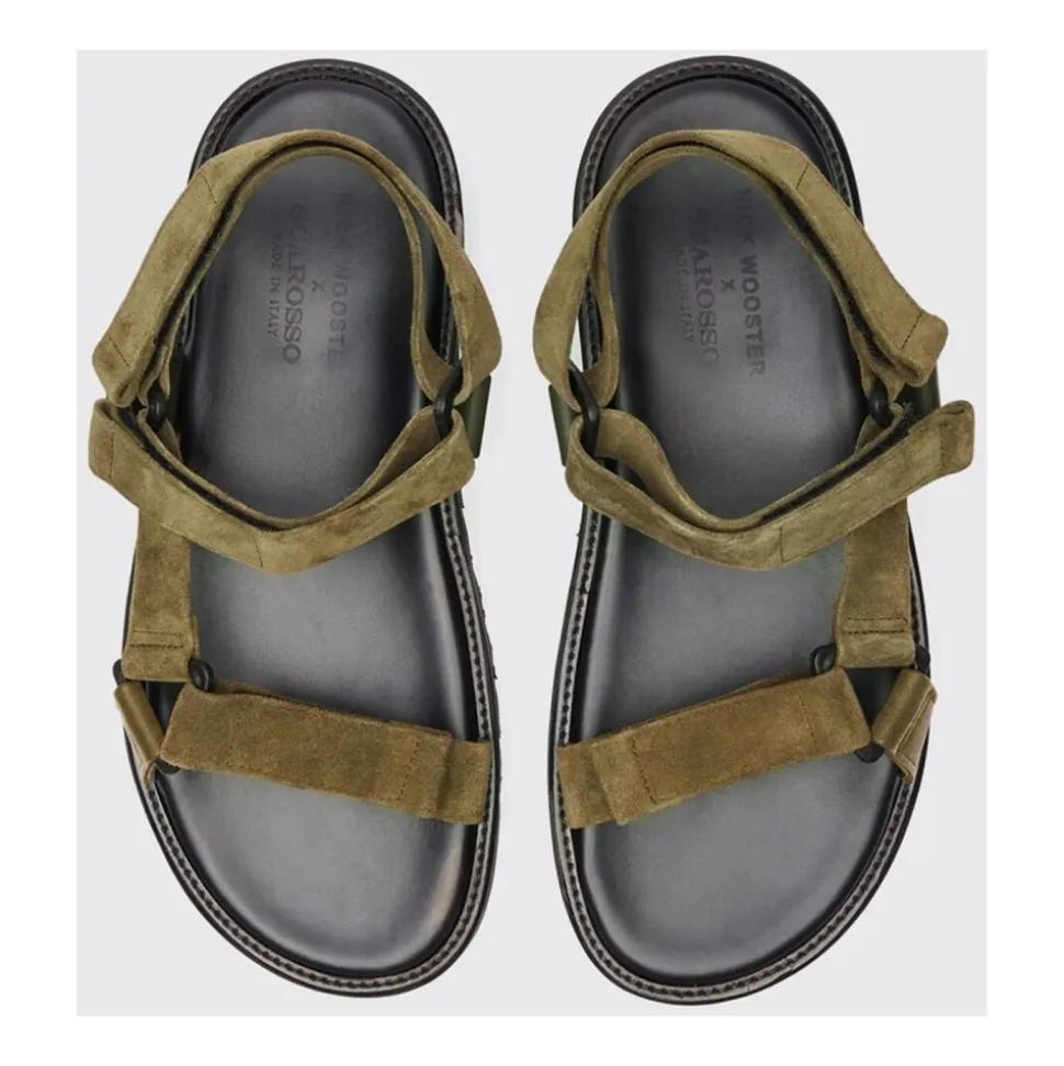 Khaki Suede Leather Sandals