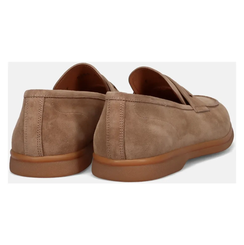 Klassiske beige mokasiner i semsket skinn