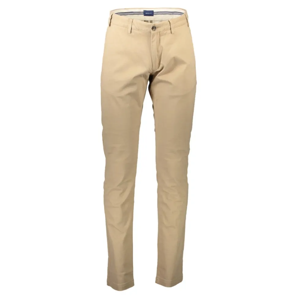 Klassiske Slim Fit Beige Bomullsbukser