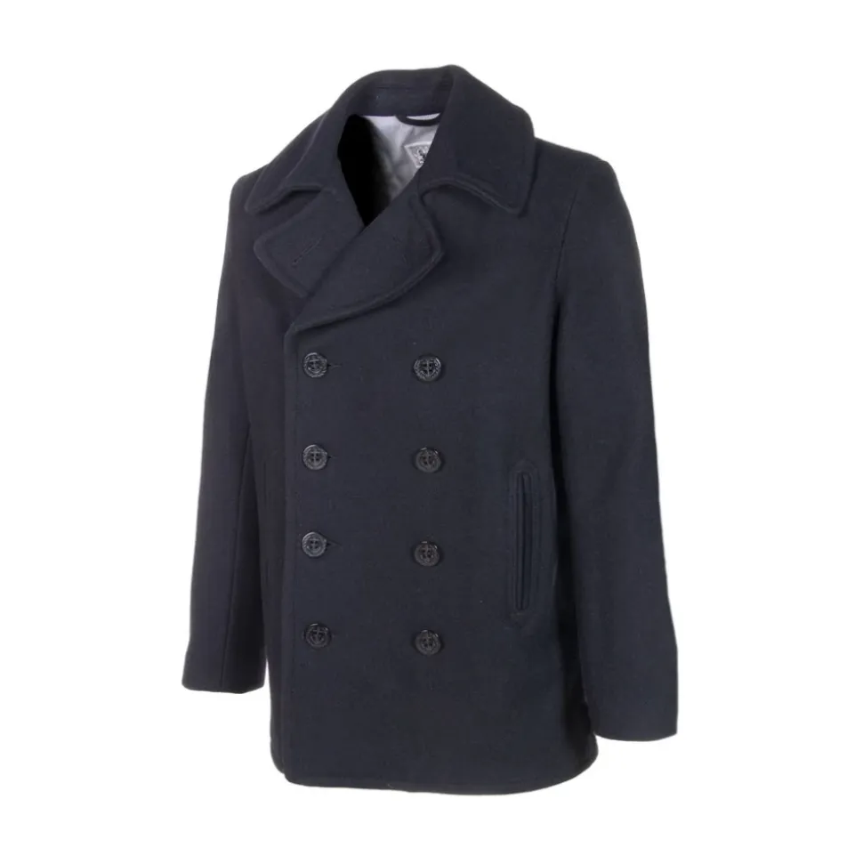 Klassisk Navy Peacoat med dobbeltradet knapper