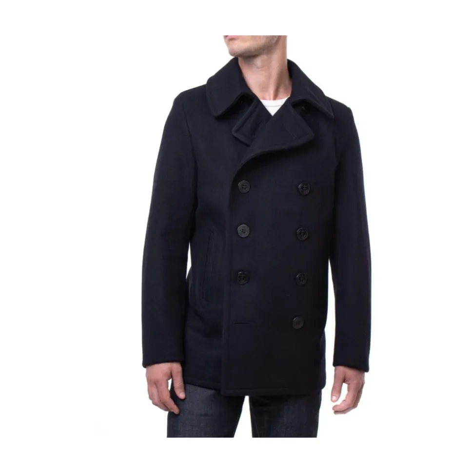 Klassisk Navy Peacoat med dobbeltradet knapper