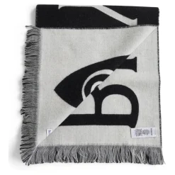 Kontrast Logo Frynset Reversibel Ull Skjerf