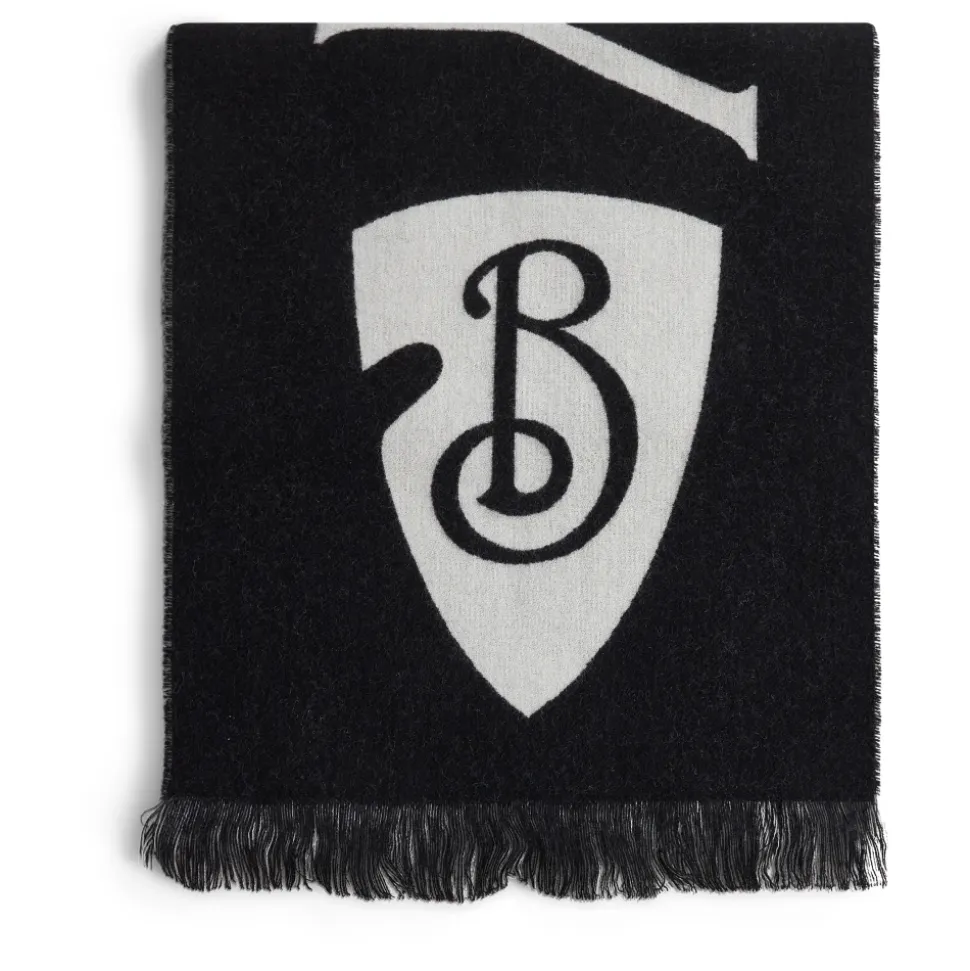 Kontrast Logo Frynset Reversibel Ull Skjerf