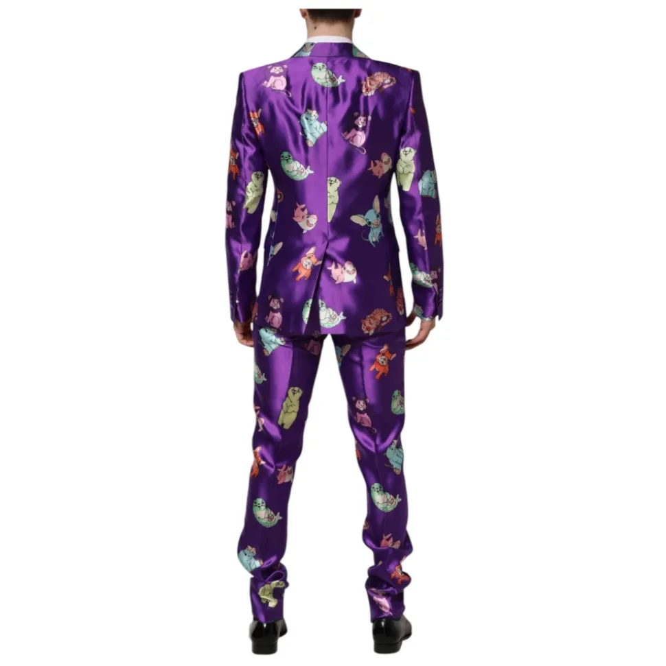 Lilla silke dyreprint 3-delt dress