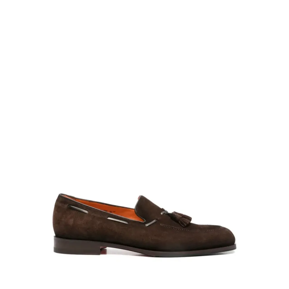 Loafers med firkanttå og dusker