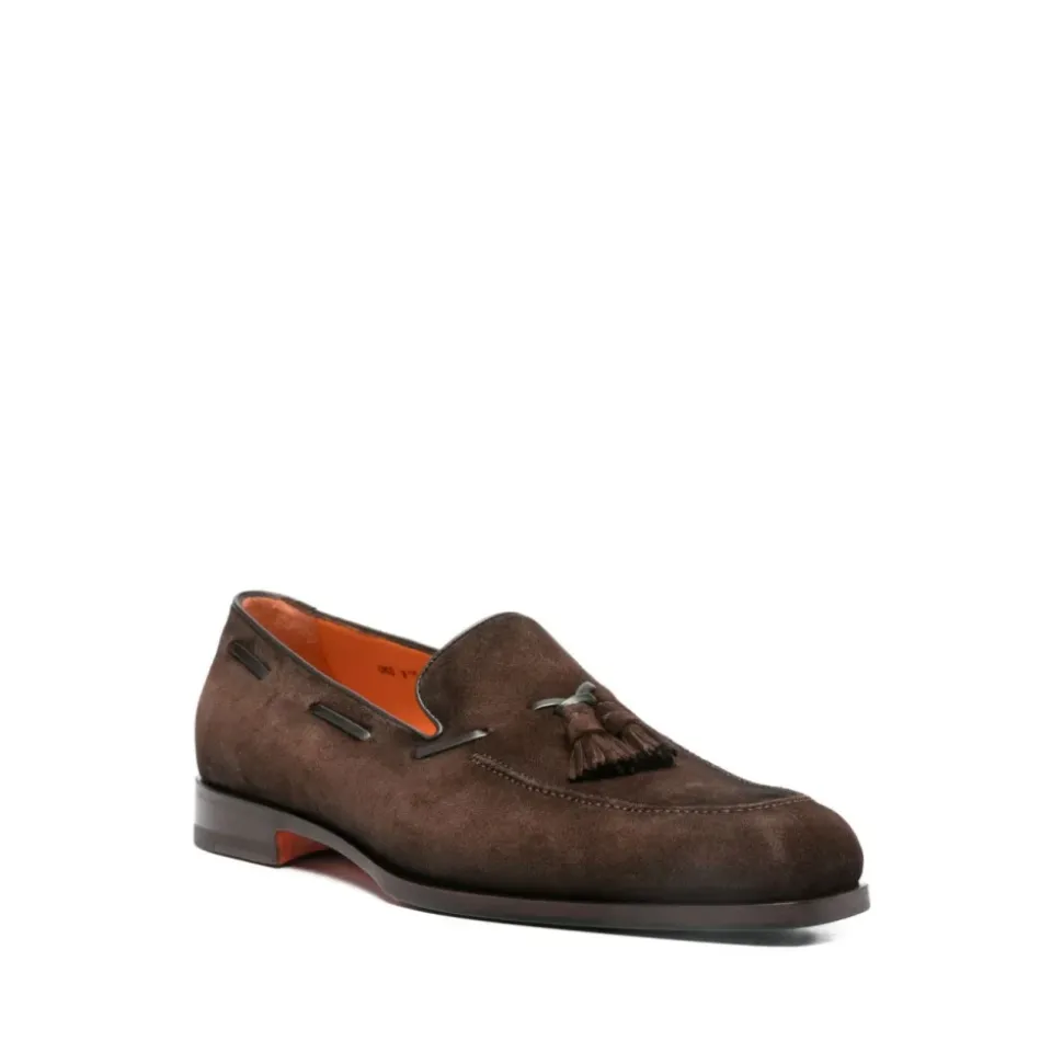 Loafers med firkanttå og dusker