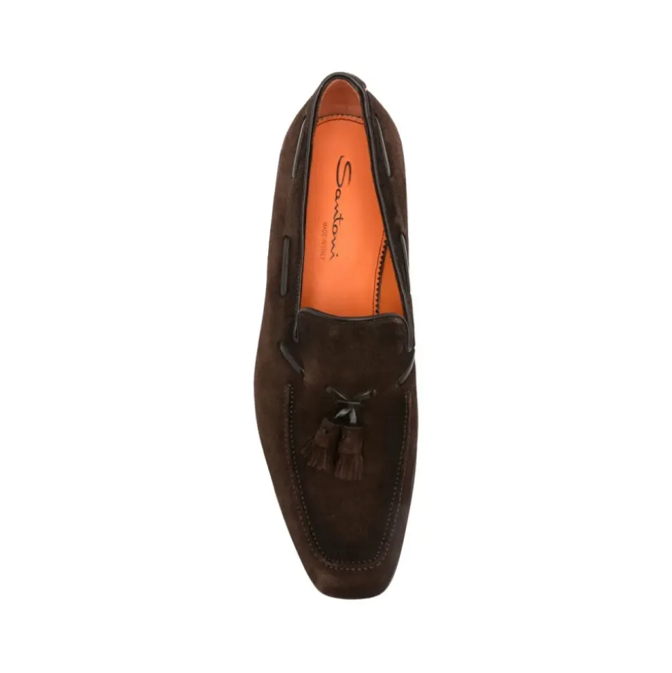 Loafers med firkanttå og dusker
