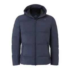 Marineblå dunjakke med Primaloft-paneler