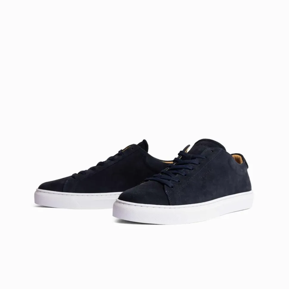 Marineblå Semsket Sneaker Minimalistisk Stil