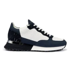 Marine Sølv Skinn Sneakers
