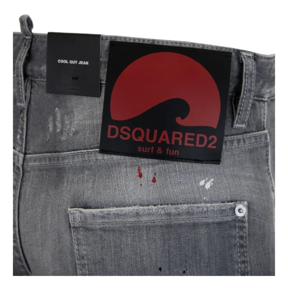 Menns Knapp Jeans med Lær Patch
