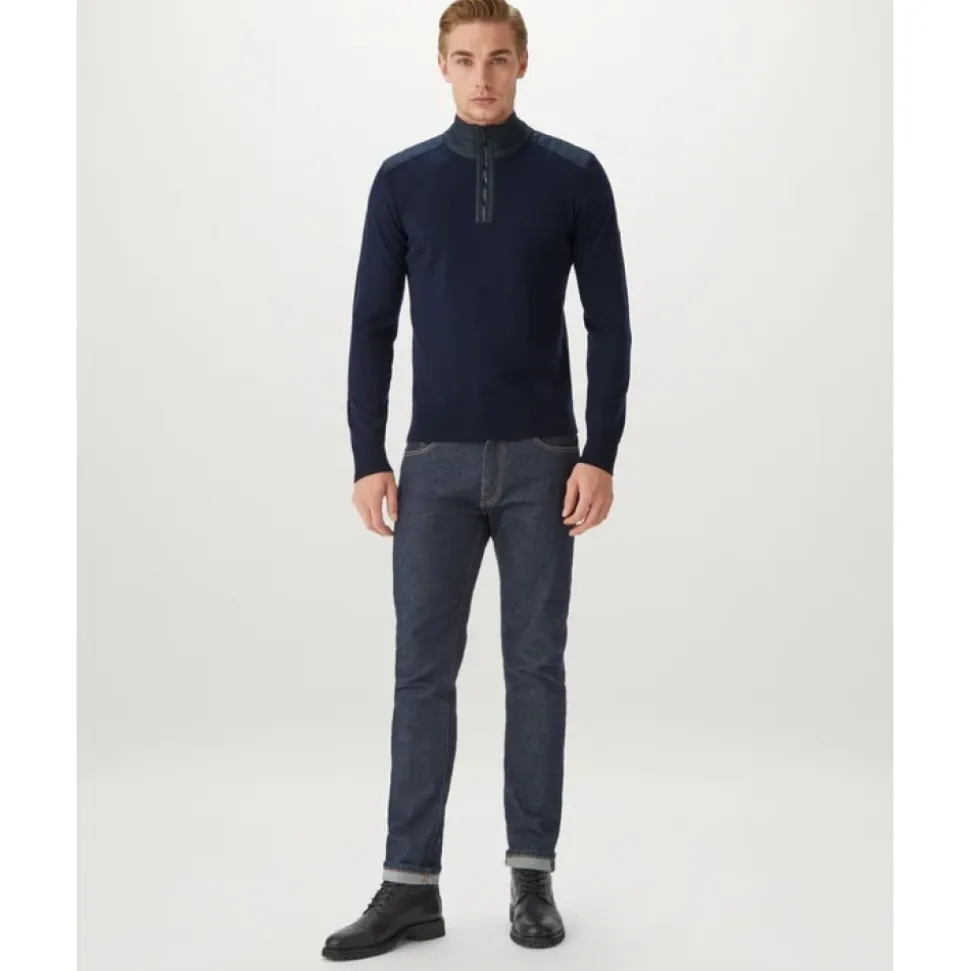 Merino Quarter Zip Jumper med teksturerte nylonpaneler