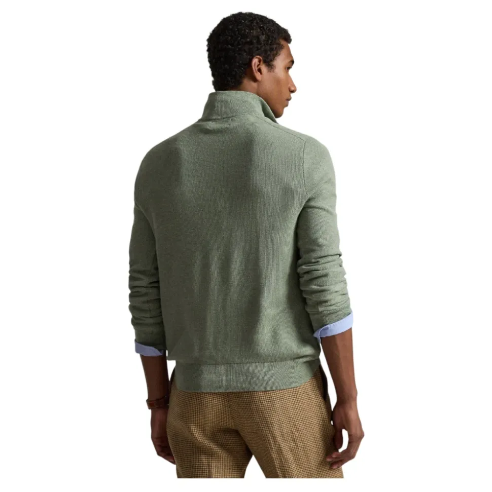 Mesh-Knit Cotton Quarter-Zip Genser