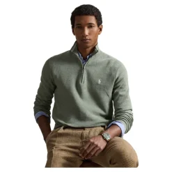 Mesh-Knit Cotton Quarter-Zip Genser