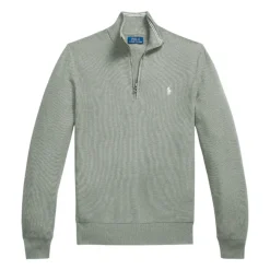 Mesh-Knit Cotton Quarter-Zip Genser