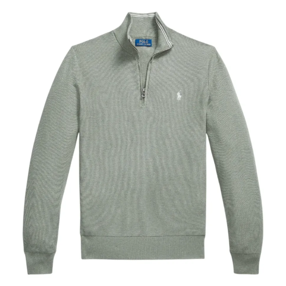 Mesh-Knit Cotton Quarter-Zip Genser
